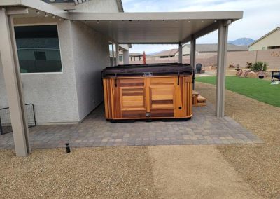 covered all weather pool arctic spas in the red cedar cabinet